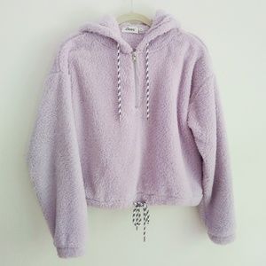 Lilac purple Sherpa / Teddy Hoodie Medium